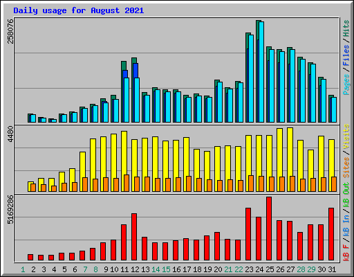 Daily usage for August 2021